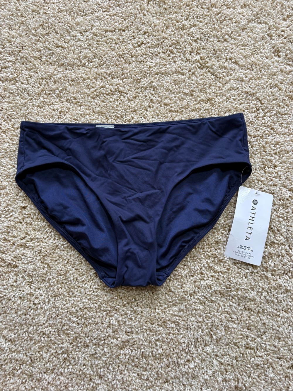 NWT Athleta Clean Full Bikini Bottom - Navy Blue Size Medium